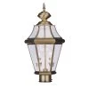 Georgetown 2 Light Antique Brass Outdoor Post Top Lantern by Livex Lighting
