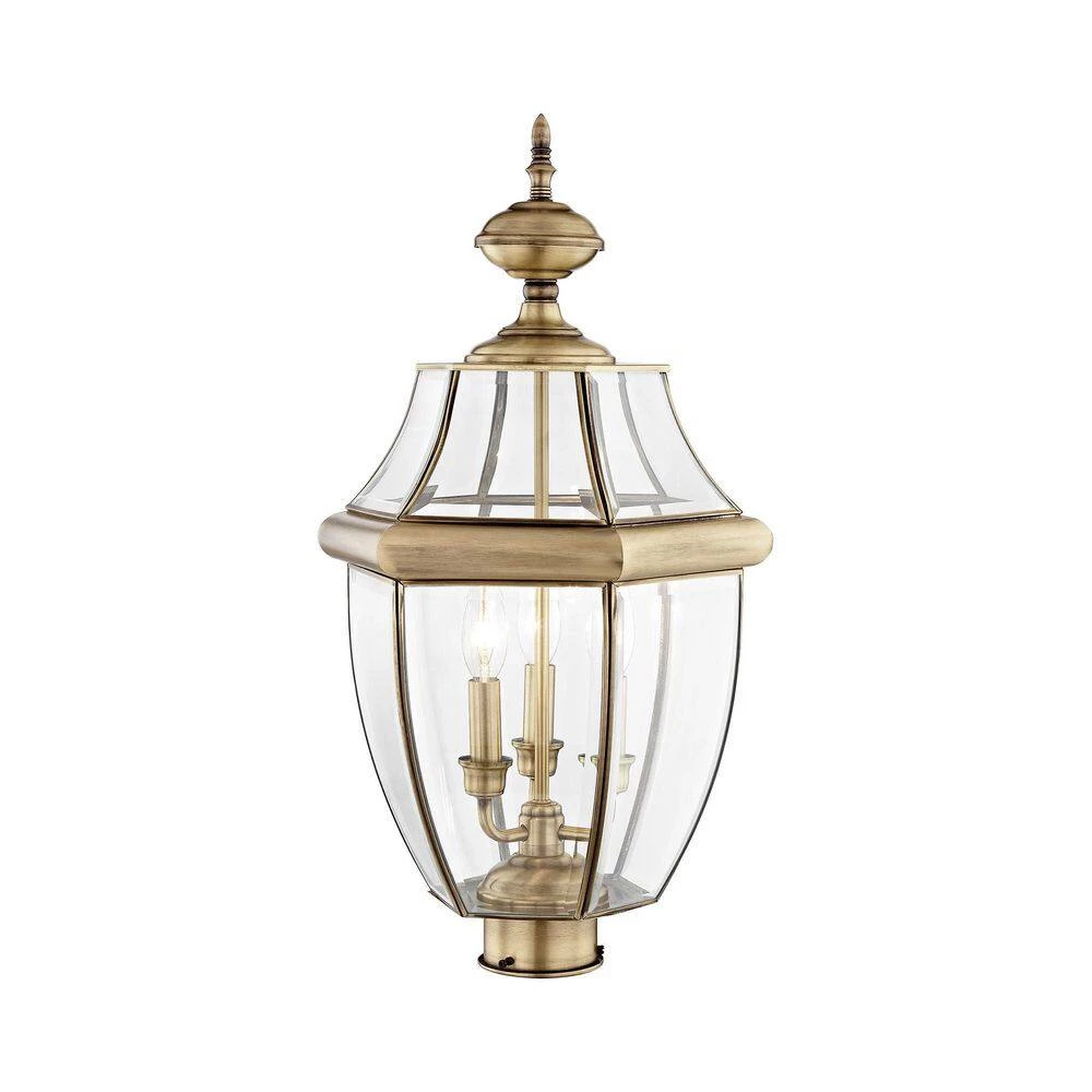Monterey 3 Light Antique Brass Outdoor Post Top Lantern by Livex Lighting 6 Monterey 3 Light Antique Brass Outdoor Post Top Lantern by Livex Lighting - Image 6
