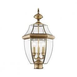 Monterey 3 Light Antique Brass Outdoor Post Top Lantern by Livex Lighting