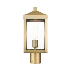Nyack 1 Light Antique Brass Outdoor Post Top Lantern by Livex Lighting -Livex Lighting shop antique brass livex lighting post light sets 20590 01 4f 1000