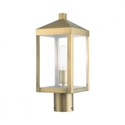 Nyack 1 Light Antique Brass Outdoor Post Top Lantern by Livex Lighting