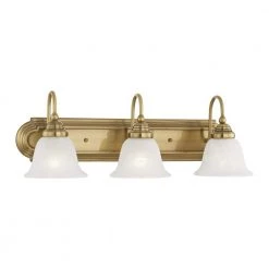 Belmont 3-Light Medium Antique Brass Wall Bath Vanity Light by Livex Lighting