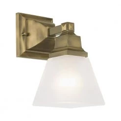 Mission 1 Light Antique Brass Wall Sconce by Livex Lighting -Livex Lighting shop antique brass livex lighting vanity lighting 1031 01 1f 1000