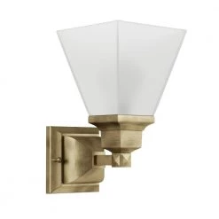 Mission 1 Light Antique Brass Wall Sconce by Livex Lighting -Livex Lighting shop antique brass livex lighting vanity lighting 1031 01 40 1000