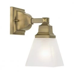 Mission 1 Light Antique Brass Wall Sconce by Livex Lighting -Livex Lighting shop antique brass livex lighting vanity lighting 1031 01 44 1000