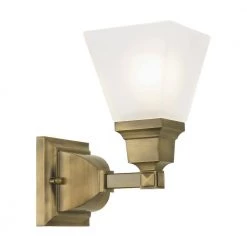 Mission 1 Light Antique Brass Wall Sconce by Livex Lighting -Livex Lighting shop antique brass livex lighting vanity lighting 1031 01 4f 1000