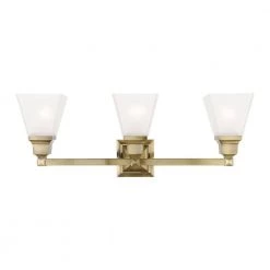 Mission 3 Light Antique Brass Bath Vanity by Livex Lighting -Livex Lighting shop antique brass livex lighting vanity lighting 1033 01 4f 1000