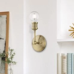 Lansdale 1-Light Antique Brass ADA Wall Sconce by Livex Lighting -Livex Lighting shop antique brass livex lighting vanity lighting 14429 01 a0 1000