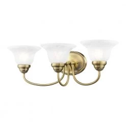Edgemont 3 Light Antique Brass Bath Vanity by Livex Lighting -Livex Lighting shop antique brass livex lighting vanity lighting 1533 01 76 1000