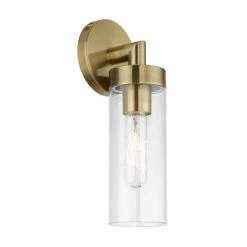 Ludlow 1-Light Antique Brass ADA Wall Sconce with Clear Glass by Livex Lighting -Livex Lighting shop antique brass livex lighting vanity lighting 16171 01 44 1000