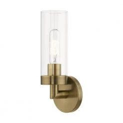 Ludlow 1-Light Antique Brass ADA Wall Sconce with Clear Glass by Livex Lighting