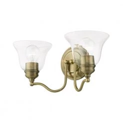 Moreland 15.25 in. 2-Light Antique Brass Vanity Light with Clear Glass by Livex Lighting 12 Moreland 15.25 in. 2-Light Antique Brass Vanity Light with Clear Glass by Livex Lighting -Livex Lighting shop antique brass livex lighting vanity lighting 16932 01 1f 1000