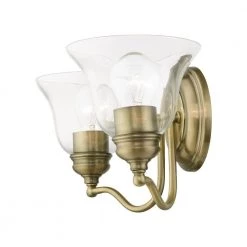 Moreland 15.25 in. 2-Light Antique Brass Vanity Light with Clear Glass by Livex Lighting 14 Moreland 15.25 in. 2-Light Antique Brass Vanity Light with Clear Glass by Livex Lighting -Livex Lighting shop antique brass livex lighting vanity lighting 16932 01 fa 1000
