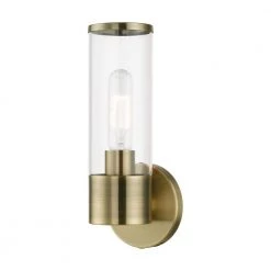 Banca 1-Light Antique Brass ADA Wall Sconce with Clear Glass by Livex Lighting