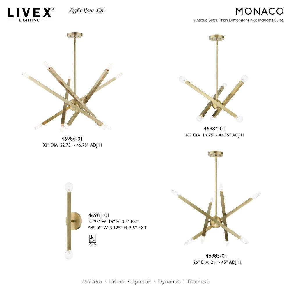 Monaco 2 Light Antique Brass ADA Sconce by Livex Lighting 12 Monaco 2 Light Antique Brass ADA Sconce by Livex Lighting - Image 12