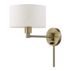 Antique Brass Hardwired/Plug-In Swing Arm Wall Lamp with 1-Light by Livex Lighting