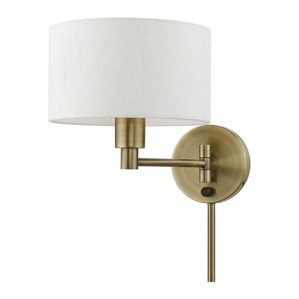 Antique Brass Hardwired/Plug-In Swing Arm Wall Lamp with 1-Light by Livex Lighting 8 Antique Brass Hardwired/Plug-In Swing Arm Wall Lamp with 1-Light by Livex Lighting - Image 8