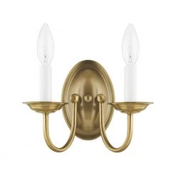 Home Basics 2 Light Antique Brass Wall Sconce by Livex Lighting -Livex Lighting shop antique brass livex lighting wall sconces 4152 01 c3 1000