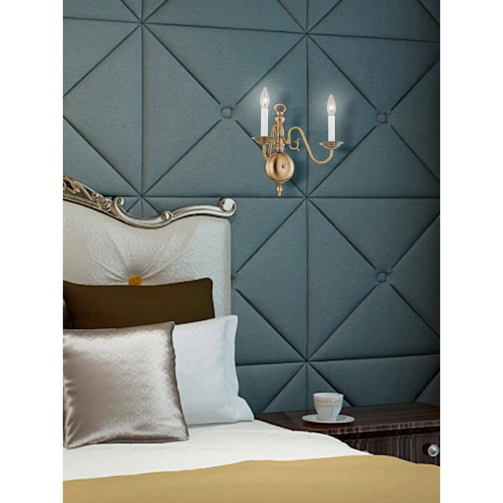 Williamsburgh 2 Light Antique Brass Wall Sconce by Livex Lighting 11 Williamsburgh 2 Light Antique Brass Wall Sconce by Livex Lighting - Image 11