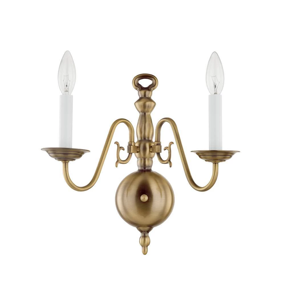 Williamsburgh 2 Light Antique Brass Wall Sconce by Livex Lighting 9 Williamsburgh 2 Light Antique Brass Wall Sconce by Livex Lighting - Image 9