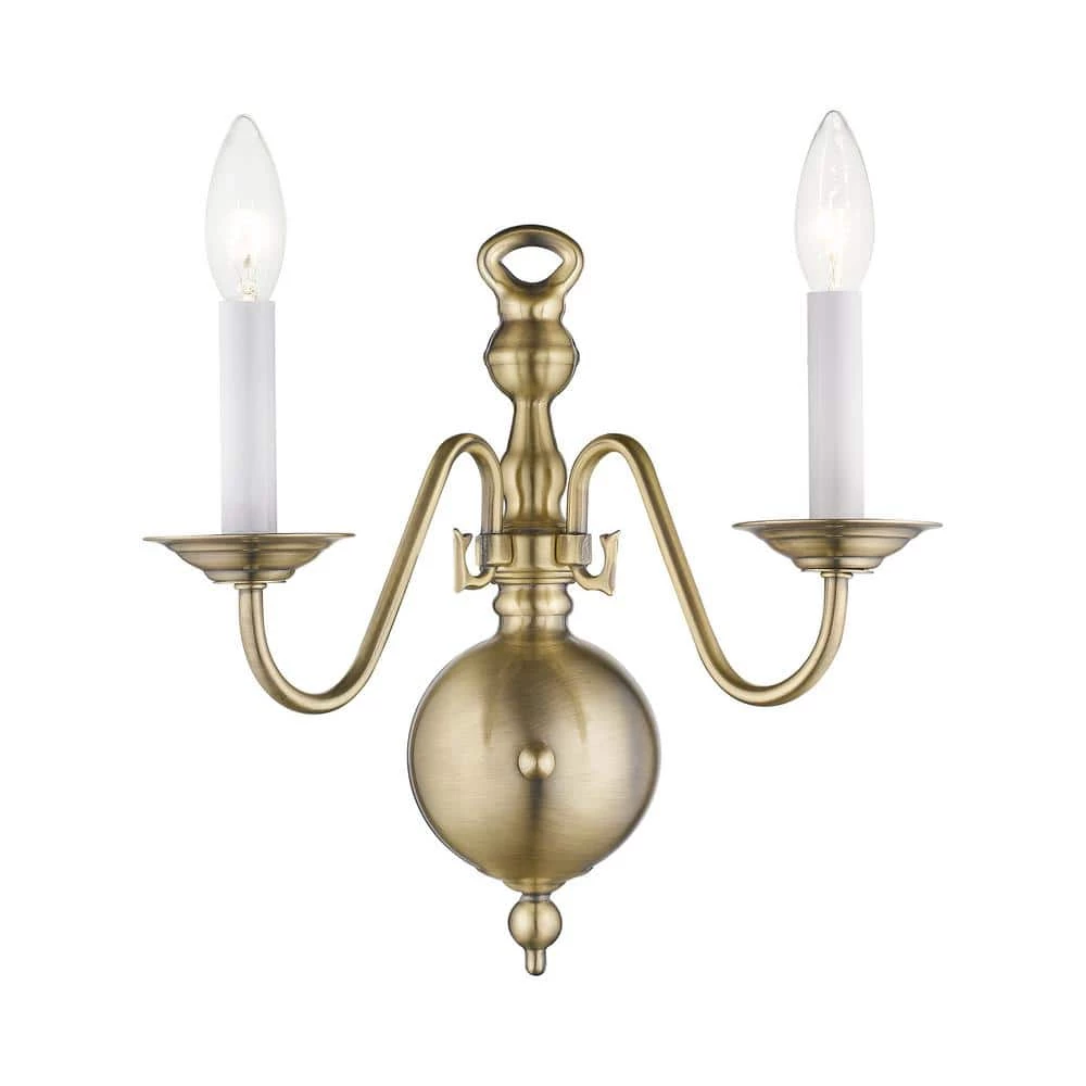 Williamsburgh 2 Light Antique Brass Wall Sconce by Livex Lighting 1 Williamsburgh 2 Light Antique Brass Wall Sconce by Livex Lighting