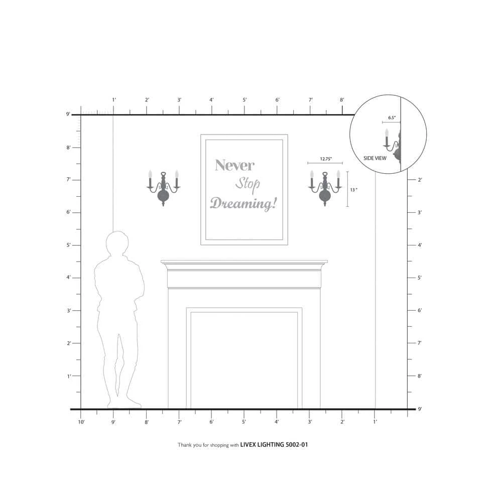 Williamsburgh 2 Light Antique Brass Wall Sconce by Livex Lighting 4 Williamsburgh 2 Light Antique Brass Wall Sconce by Livex Lighting - Image 4