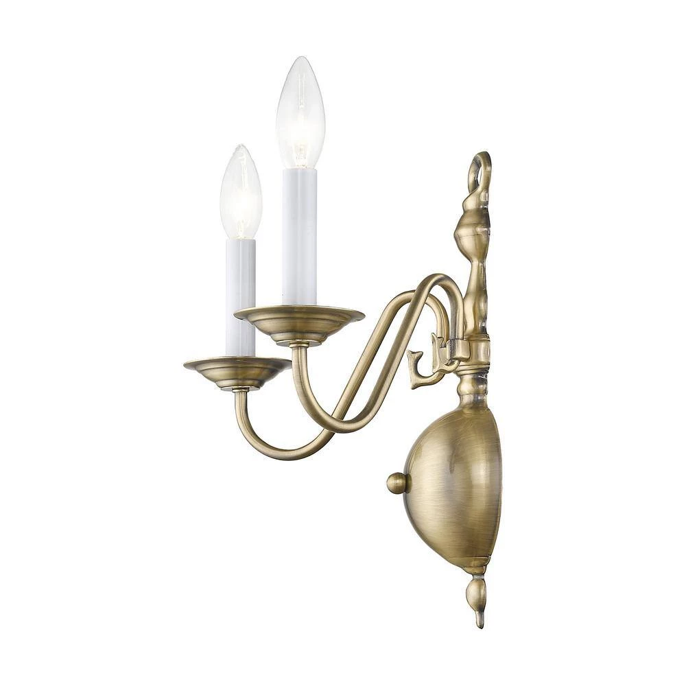 Williamsburgh 2 Light Antique Brass Wall Sconce by Livex Lighting 6 Williamsburgh 2 Light Antique Brass Wall Sconce by Livex Lighting - Image 6