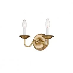 Williamsburgh 2 Light Antique Brass Wall Sconce by Livex Lighting -Livex Lighting shop antique brass livex lighting wall sconces 5018 01 4f 1000