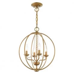 Arabella 4 Light Antique Gold Leaf Convertible Mini Chandelier/Ceiling Mount by Livex Lighting -Livex Lighting shop antique gold leaf livex lighting chandeliers 40914 48 44 1000