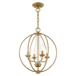 Arabella 4 Light Antique Gold Leaf Convertible Mini Chandelier/Ceiling Mount by Livex Lighting -Livex Lighting shop antique gold leaf livex lighting chandeliers 40914 48 4f 1000