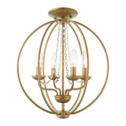 Arabella 4 Light Antique Gold Leaf Convertible Mini Chandelier/Ceiling Mount by Livex Lighting -Livex Lighting shop antique gold leaf livex lighting chandeliers 40914 48 76 1000