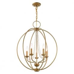 Arabella 5 Light Antique Gold Leaf Chandelier by Livex Lighting -Livex Lighting shop antique gold leaf livex lighting chandeliers 40915 48 1f 1000