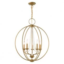 Arabella 5 Light Antique Gold Leaf Chandelier by Livex Lighting