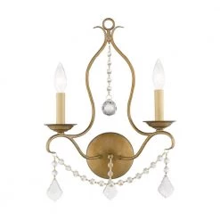 Chesterfield 2 Light Antique Gold Leaf Wall Sconce by Livex Lighting