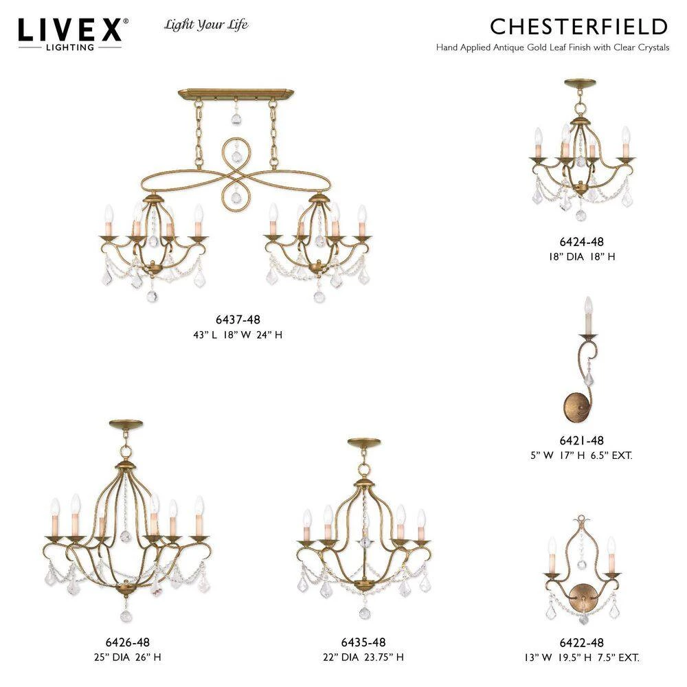 Chesterfield 2 Light Antique Gold Leaf Wall Sconce by Livex Lighting 13 Chesterfield 2 Light Antique Gold Leaf Wall Sconce by Livex Lighting - Image 13
