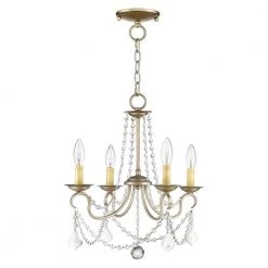 Pennington 4 Light Hand Painted Antique Silver Leaf Convertible Mini Chandelier/Ceiling Mount by Livex Lighting -Livex Lighting shop antique silver leaf livex lighting chandeliers 6514 73 c3 1000