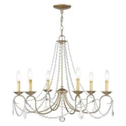 Pennington 6 Light Hand Painted Antique Silver Leaf Chandelier by Livex Lighting