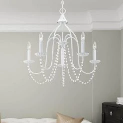 Alessia 5 Light Antique White Chandelier by Livex Lighting -Livex Lighting shop antique white livex lighting chandeliers 40795 60 1d 1000