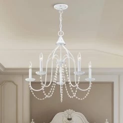 Alessia 5 Light Antique White Chandelier by Livex Lighting -Livex Lighting shop antique white livex lighting chandeliers 40795 60 40 1000