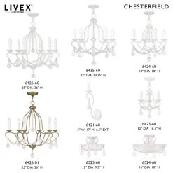 Chesterfield 3 Light Antique White Mini Chandelier by Livex Lighting -Livex Lighting shop antique white livex lighting chandeliers 6423 60 d4 1000