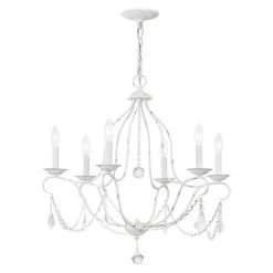 Chesterfield 6-Light Antique White Chandelier by Livex Lighting -Livex Lighting shop antique white livex lighting chandeliers 6426 60 4f 1000