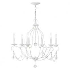 Chesterfield 6-Light Antique White Chandelier by Livex Lighting