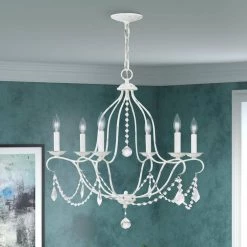 Chesterfield 6-Light Antique White Chandelier by Livex Lighting -Livex Lighting shop antique white livex lighting chandeliers 6426 60 76 1000