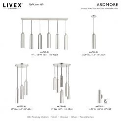 Ardmore 6 Light Brushed Nickel Linear Pendant by Livex Lighting -Livex Lighting shop ardmore livex lighting chandeliers 46757 91 d4 1000