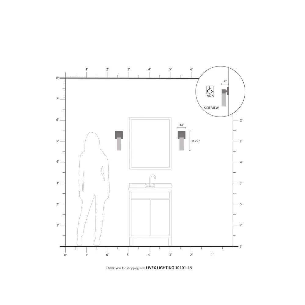 Aero 1 Light Black Chrome ADA Wall Sconce by Livex Lighting 6 Aero 1 Light Black Chrome ADA Wall Sconce by Livex Lighting - Image 6