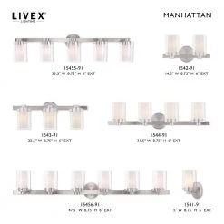 Manhattan 3 Light Polished Black Chrome Vanity Sconce by Livex Lighting -Livex Lighting shop black chrome livex lighting vanity lighting 1543 46 31 1000
