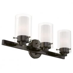 Manhattan 3 Light Polished Black Chrome Vanity Sconce by Livex Lighting -Livex Lighting shop black chrome livex lighting vanity lighting 1543 46 44 1000
