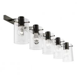 Munich 42 in. 5-Light Black Chrome Vanity Light with Clear Glass by Livex Lighting -Livex Lighting shop black chrome livex lighting vanity lighting 17235 46 44 1000