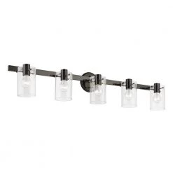 Munich 42 in. 5-Light Black Chrome Vanity Light with Clear Glass by Livex Lighting -Livex Lighting shop black chrome livex lighting vanity lighting 17235 46 4f 1000