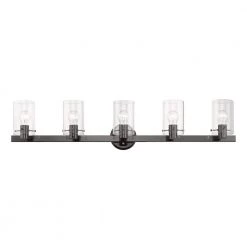 Munich 42 in. 5-Light Black Chrome Vanity Light with Clear Glass by Livex Lighting